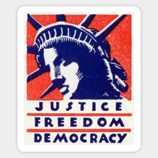 WWII Justice, Freedom, Democracy Sticker